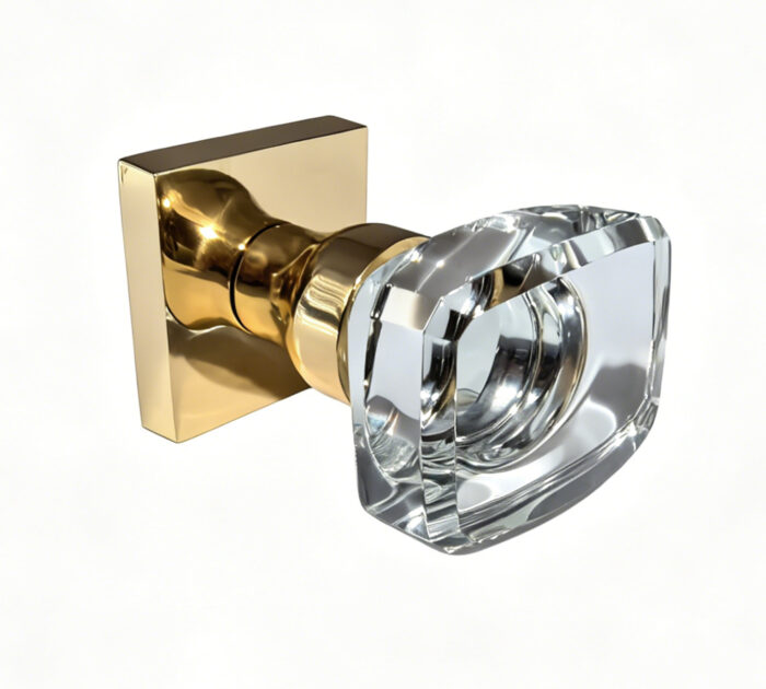 35 Minimalist-style Crystal Glass Door Knobs&paired with brass bases in various shapes - Image 3
