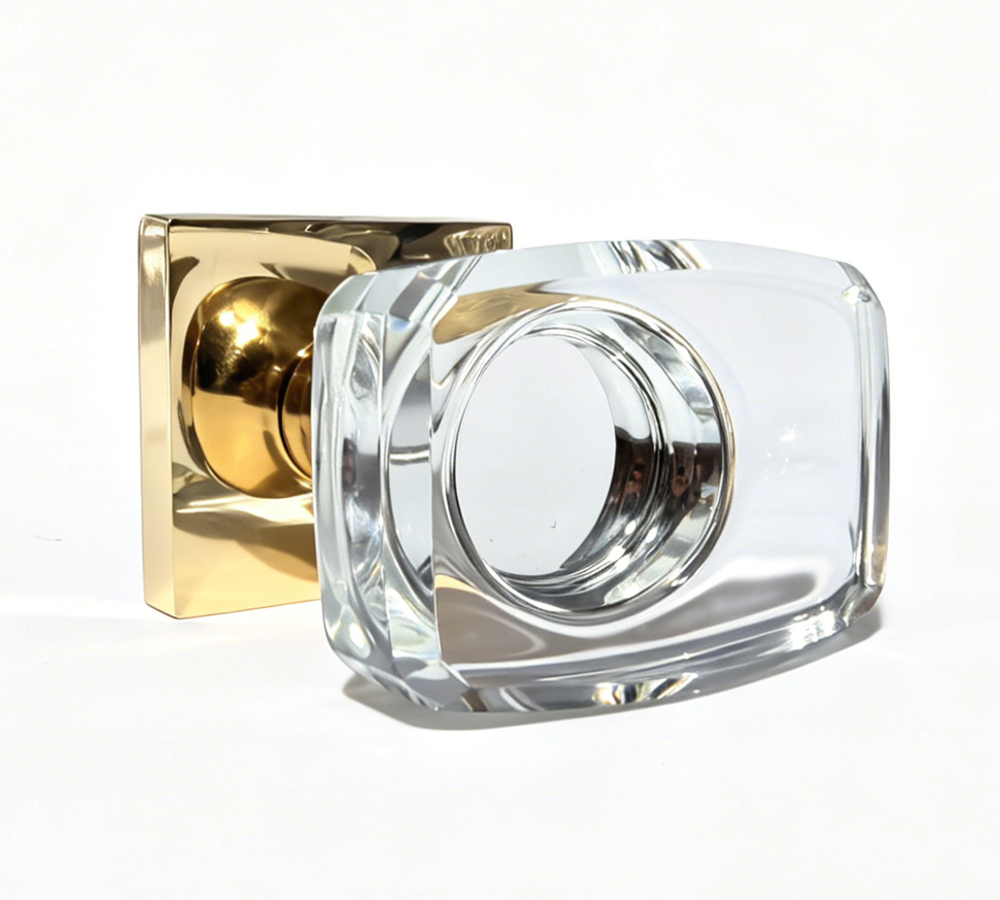 36 Minimalist-style Crystal Glass Door Knobs&paired with brass bases in various shapes - Image 1