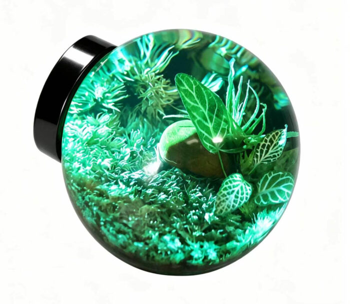 SunKnob Moss Door Knob - Cyan Light Preserved moss forest resin door knob with cyan LED light, fresh and airy glowing door handle for boho and modern home decor, SunKnob nature-inspired hardware