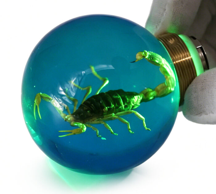 Scorpion Resin Door Handle with Cyan Illumination Scorpion Resin Door Handle Accessory with Cyan Illumination