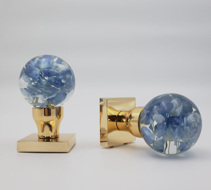 8 Handmade Hydrangea Pressed Flower Resin Door Knob | Decorative Replacement Interior Door Hardware - Image 7
